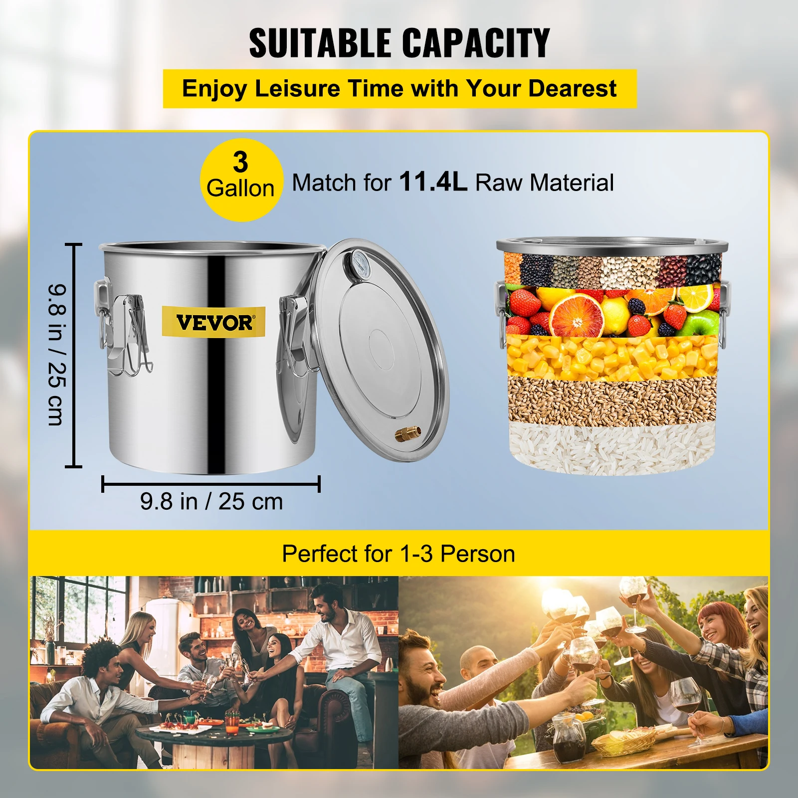 SucceBuy 12L 20L 30L 50L distillateur de brassage d'alcool bricolage appareil Moonshine acier inoxyd