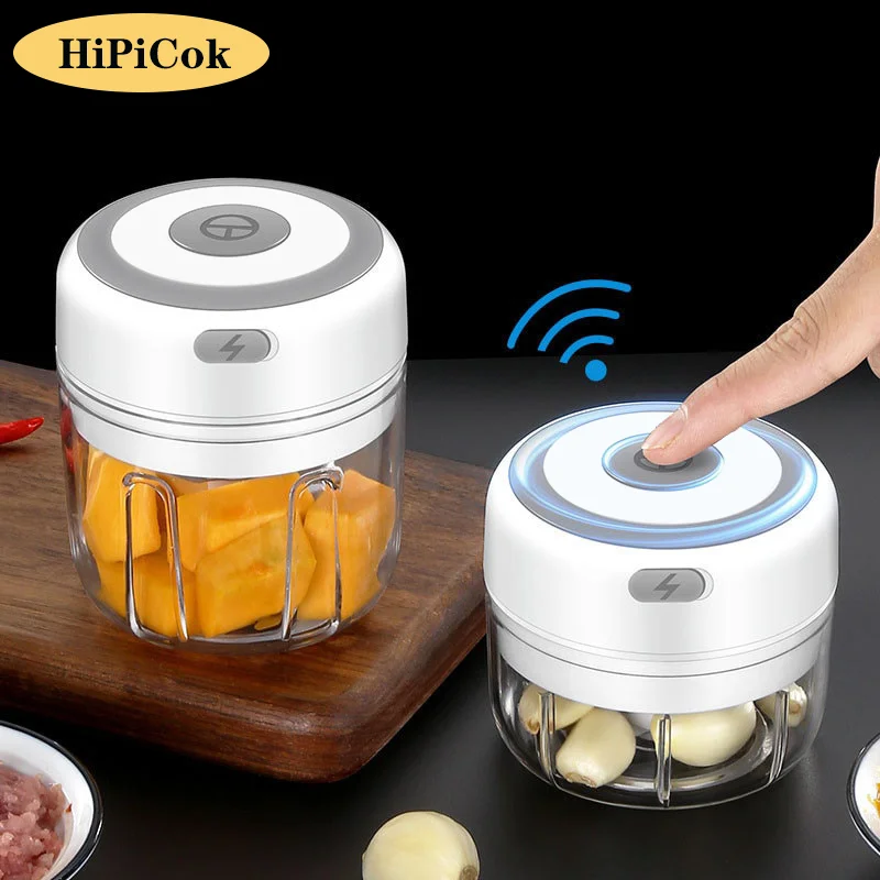 HiPiCok hachoir à viande électrique broyeur d'ail hachoir alimentaire Mini presse à ail hachoir à lé