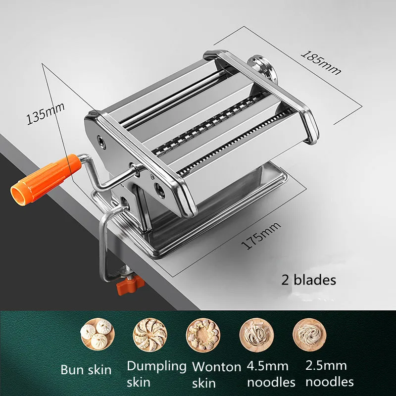 Machine à pâtes manuelle en acier inoxydable, cuisine domestique, manivelle, rouleau à pâtisserie, M
