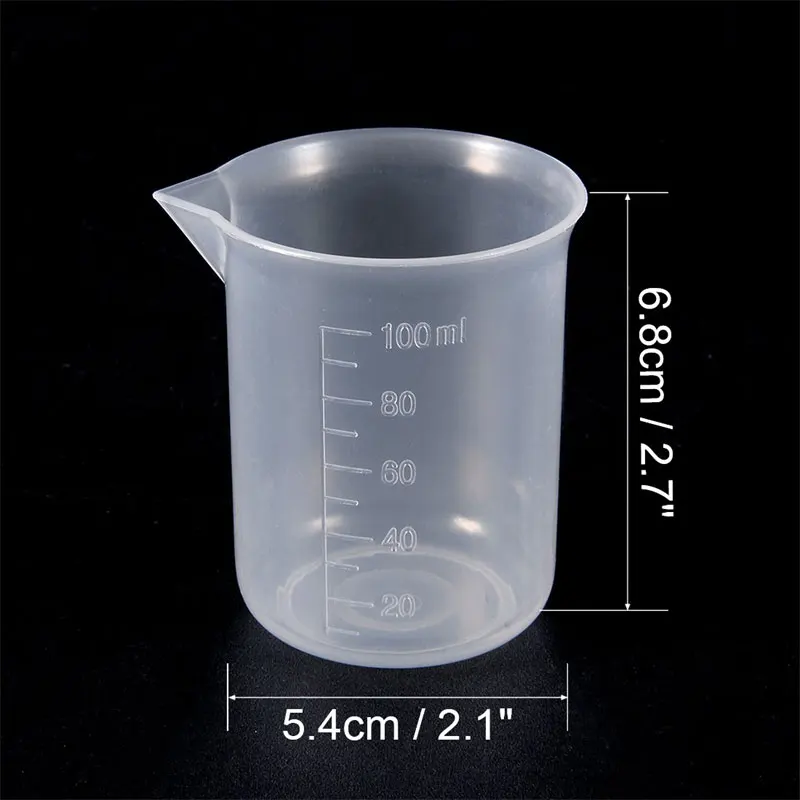 Gobelets de mélange de 100ml, récipient de liquide en plastique, bécher à échelle en résine époxy, g