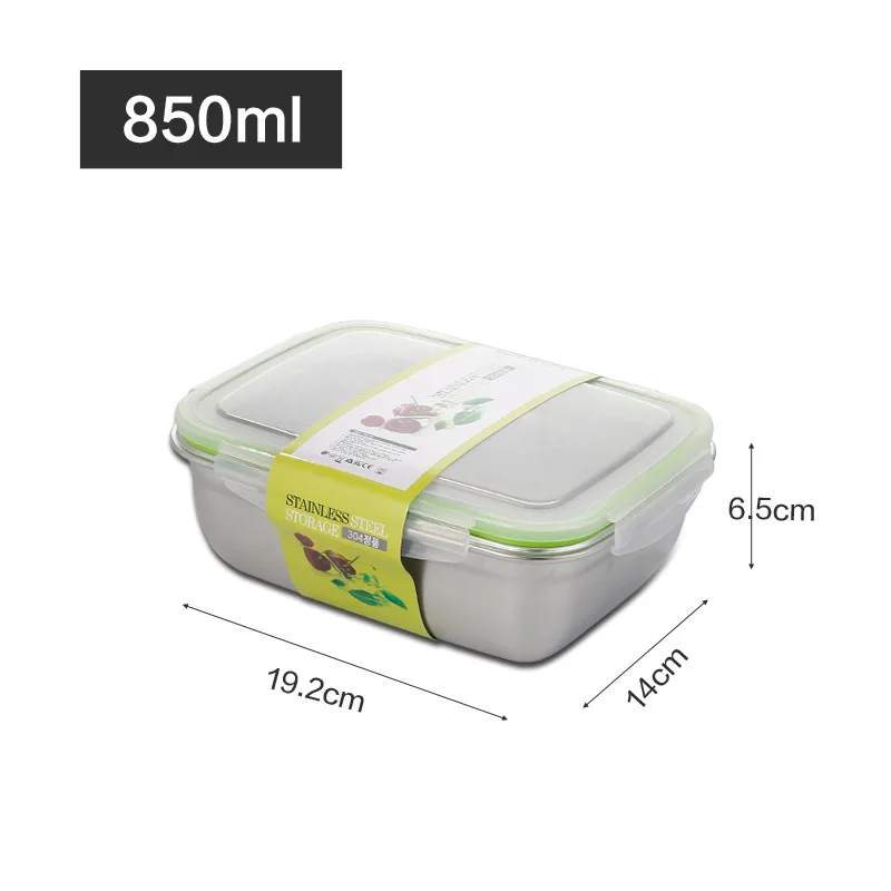 Boîte de conservation des frais en acier inoxydable 304, boîte à déjeuner scellée anti-fuite, boîte