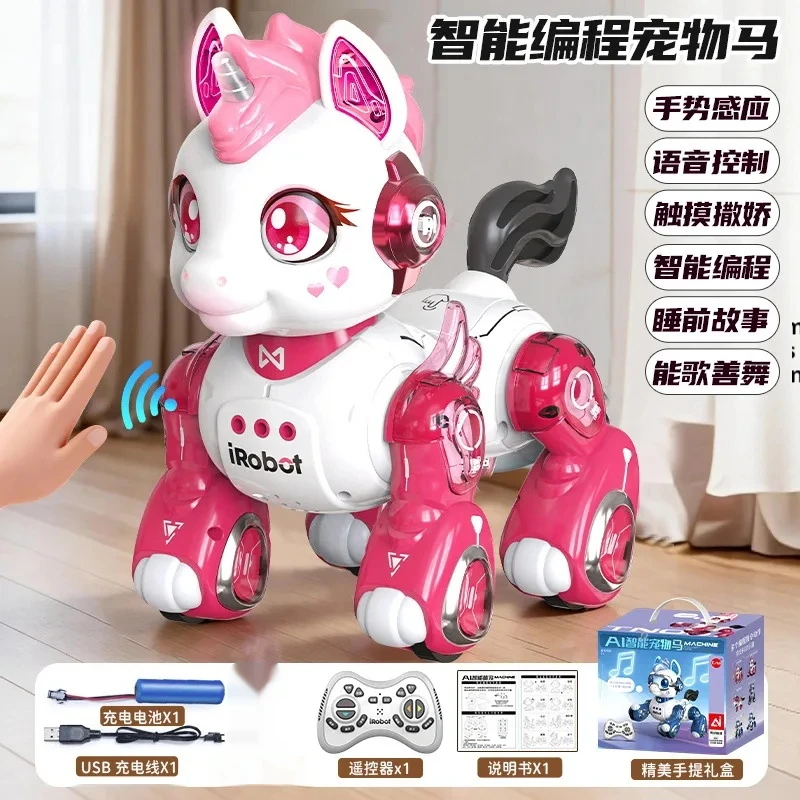 Cheval robotique bionique intelligent AI, programmable, télécommandé, activé par la voix, détection