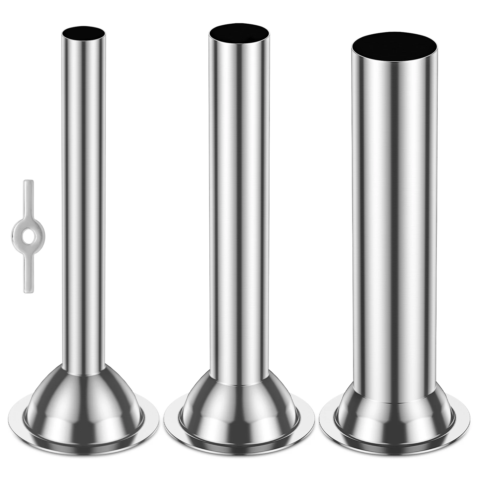 Lot de 3 tubes à saucisses en acier inoxydable avec support de fixation, pour machine à saucisses ma