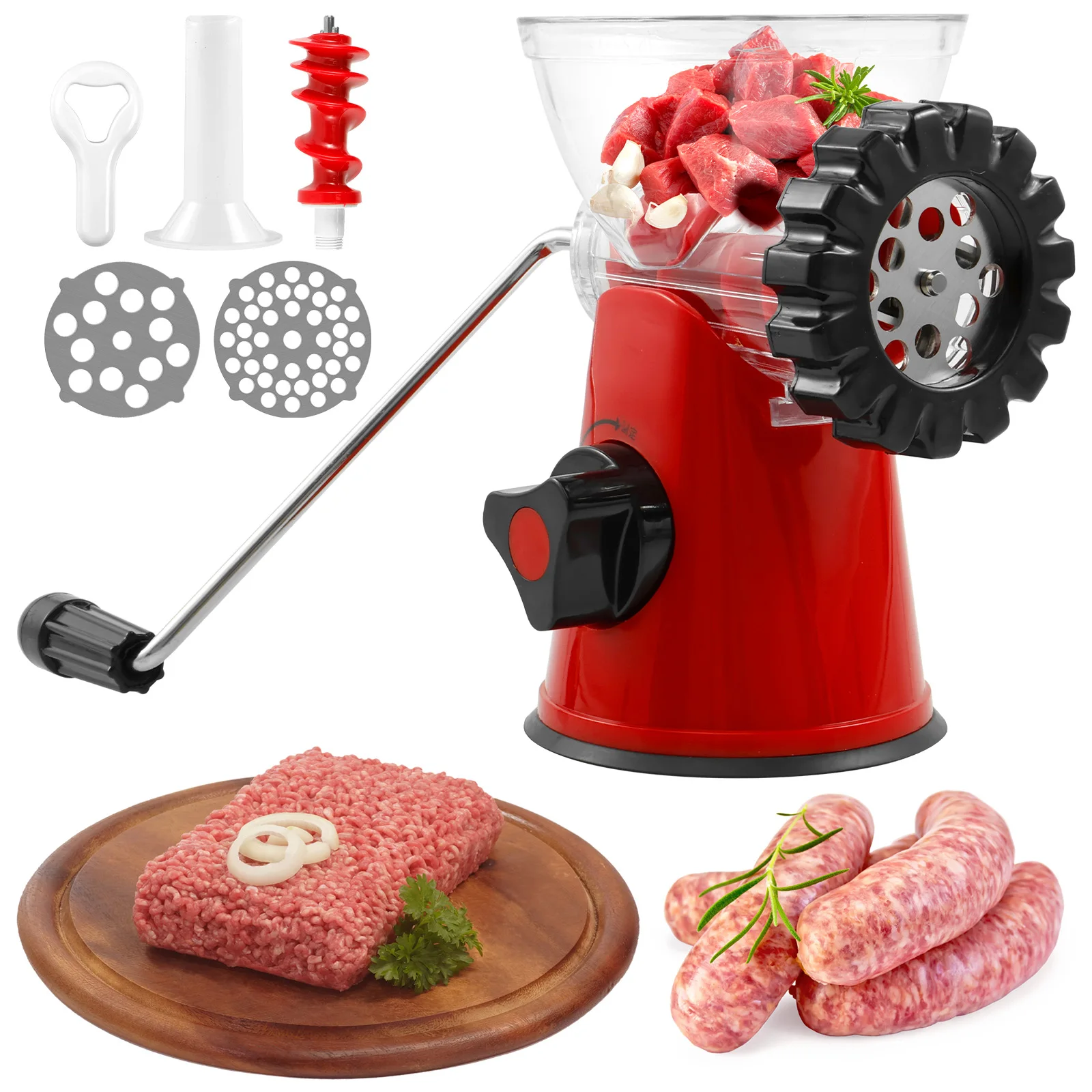 Hachoir à viande manuel 10.7 × 18 × 9.5cm, avec manivelle, qualité alimentaire, coupe rapide, multif
