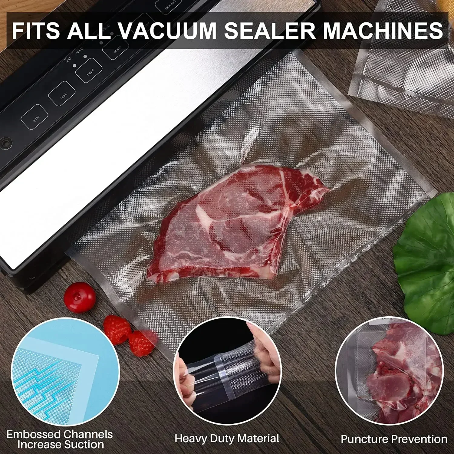 Sacs de scellage sous vide en plastique sans BPA, 50 pièces/lot, sac scellé pour la conservation des