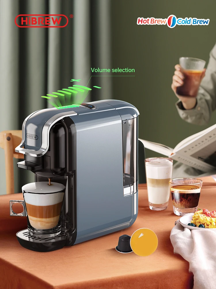 HiBREW Machine à café à capsules multiples, chaud/froid Dolce Gusto lait Nespresso Capsule ESE Pod c