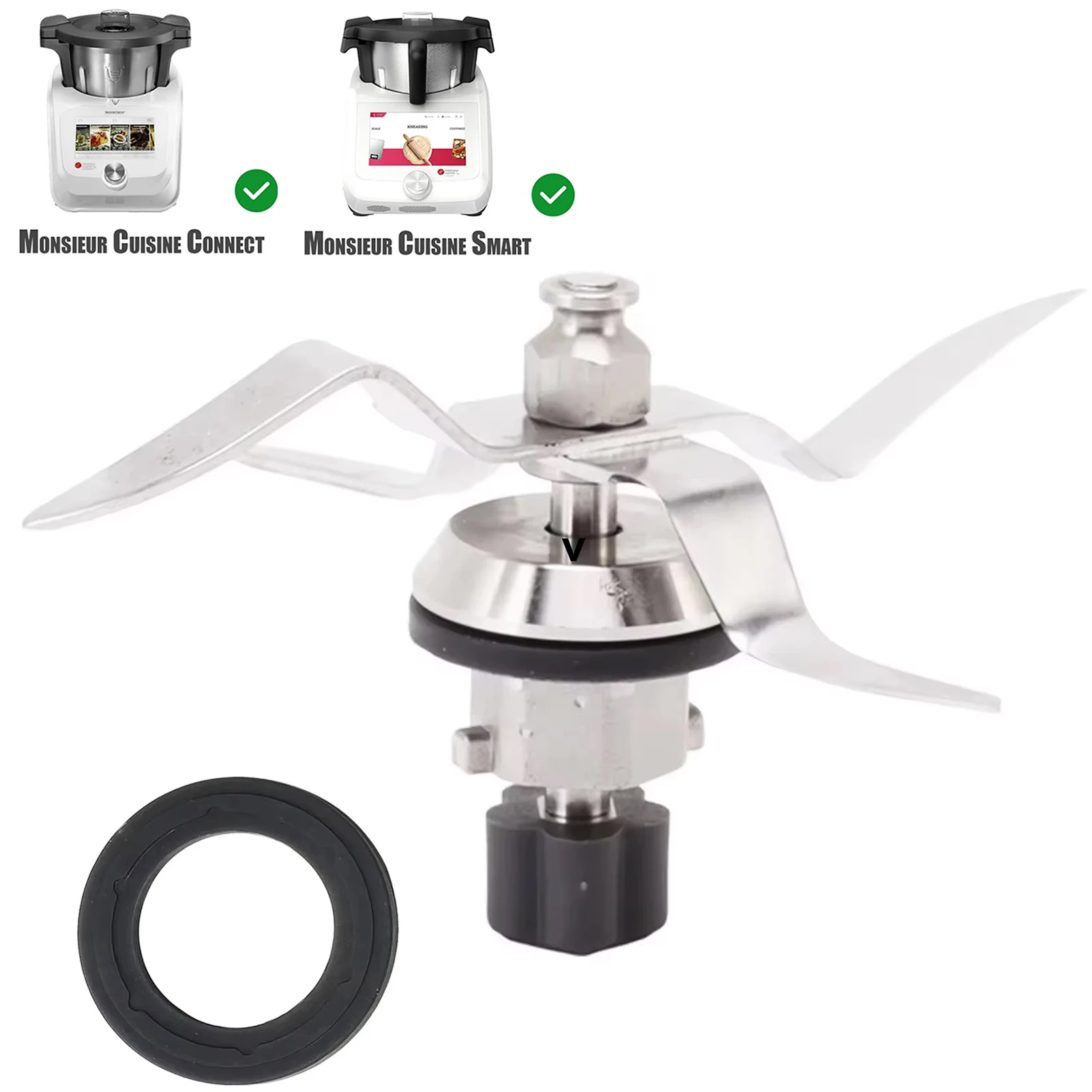 Lame de couteau mixte 5T, compatible avec Silvercrest Monsieur Cuisine Connect SKMC & Smart SKMS