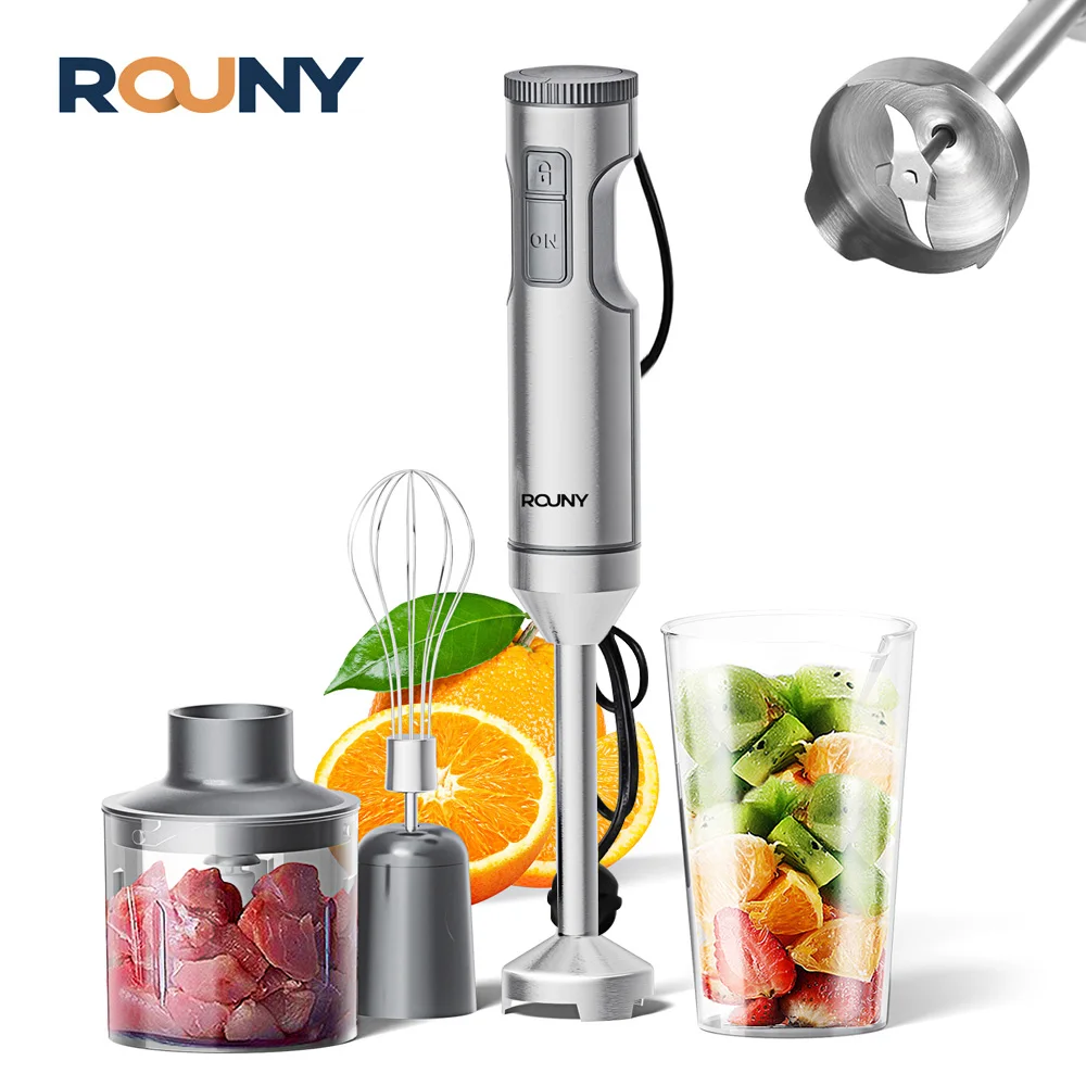 Mixeur Plongeant Puissant 1200W MAX, Mixeur Alimentaire 4-en-1 en Acier Inoxydable, Bol de Mélange 7