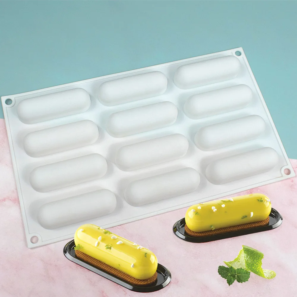 Moule à gâteau en silicone ovale long pour mousse, pâtisseries et desserts, plateau de cuisson DIY p