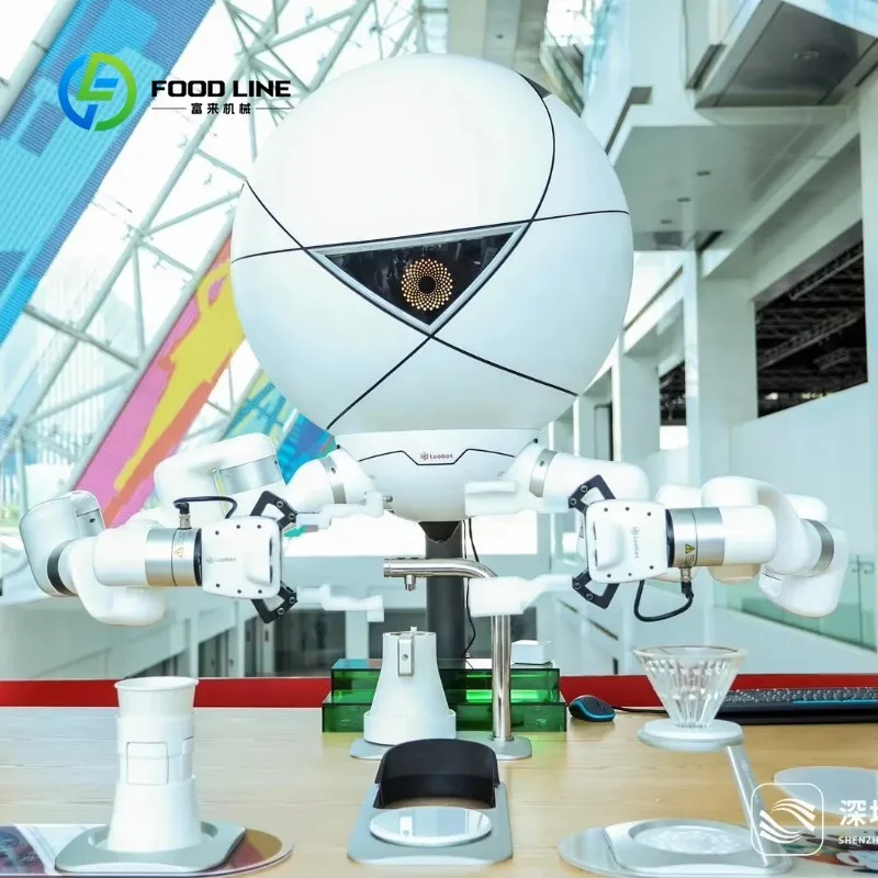 Robot à café intelligent personnalisé avec bras robotique à vision IA pour brassage automatique et l
