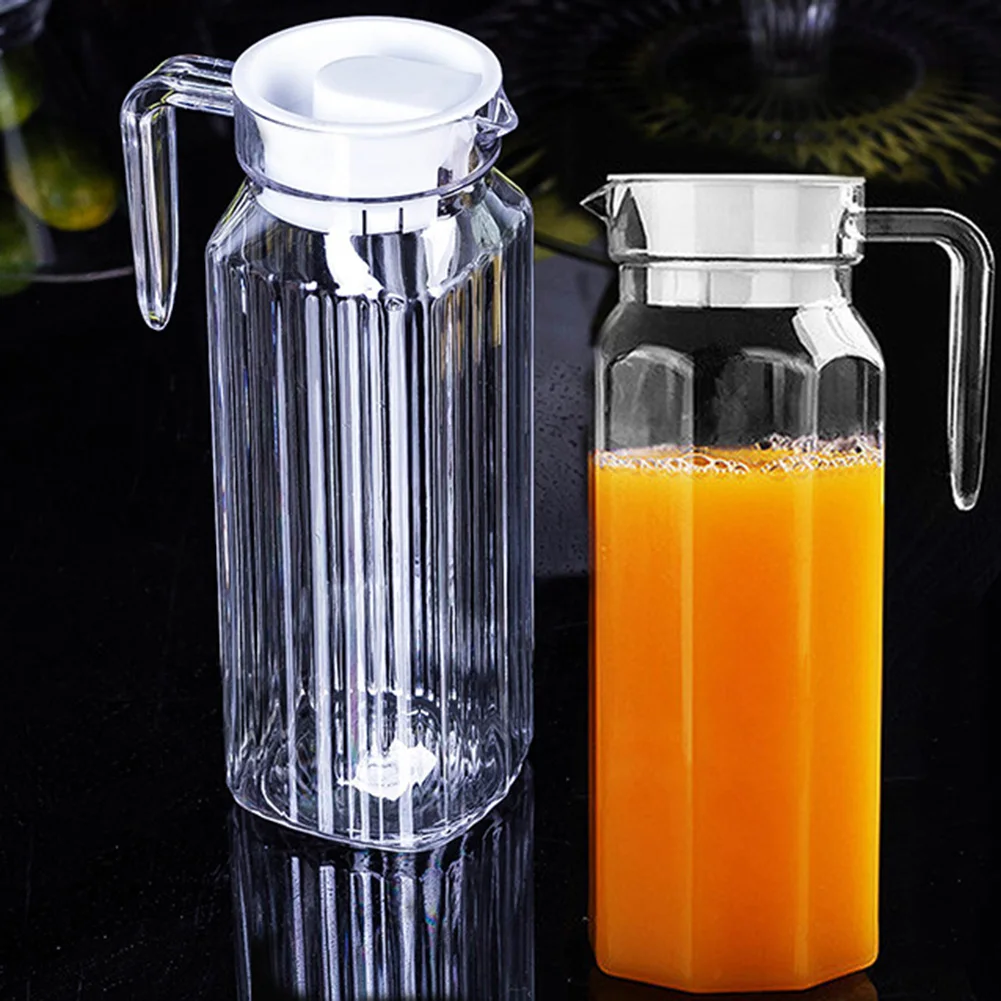 Pichet de jus d'eau de 1,1 l, bouteille transparente en plastique pour stocker des jus frais et des 