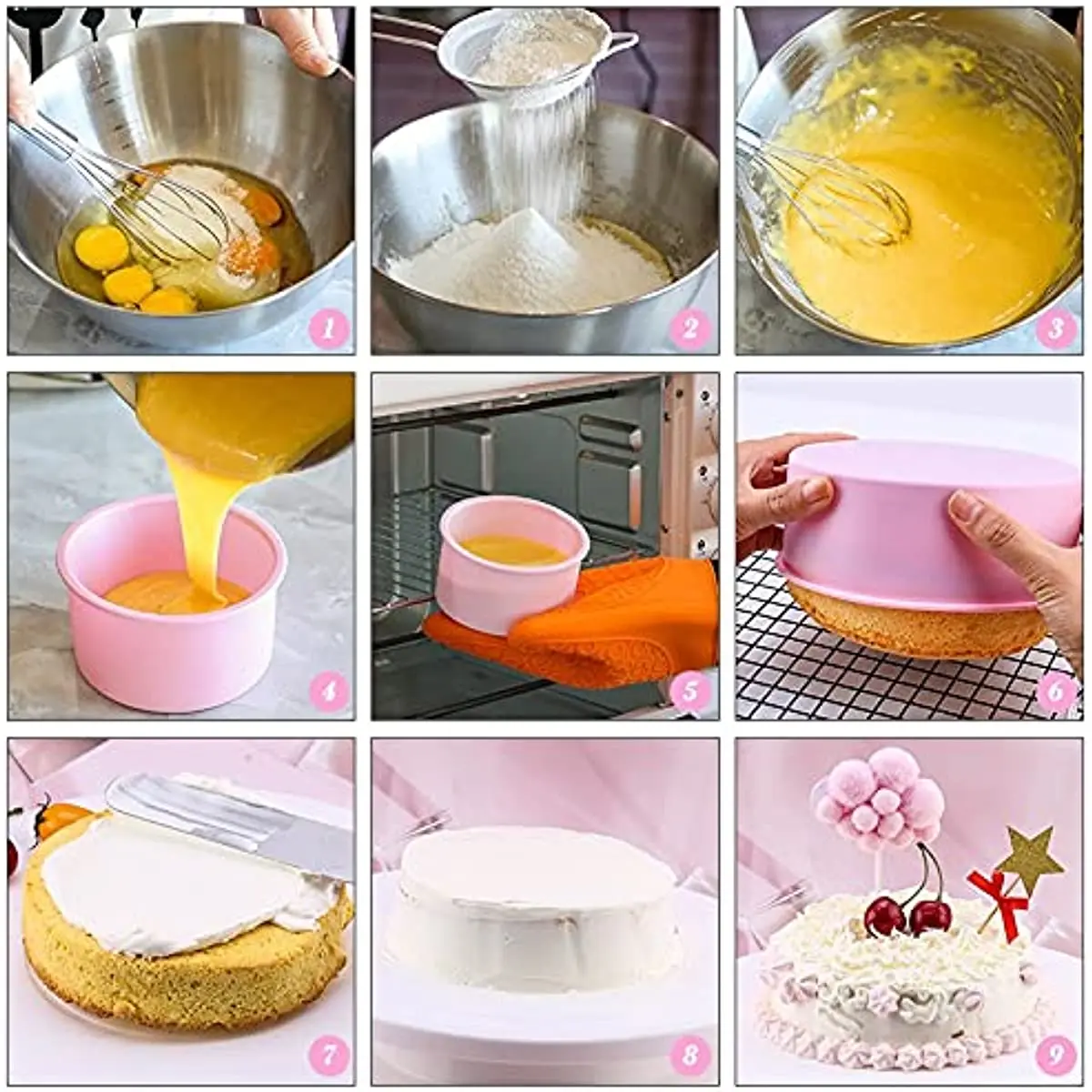 Moule rond en Silicone de forme ronde de 4, 6, 8, 10 pouces, petit gâteau, moule cylindrique pour Mo