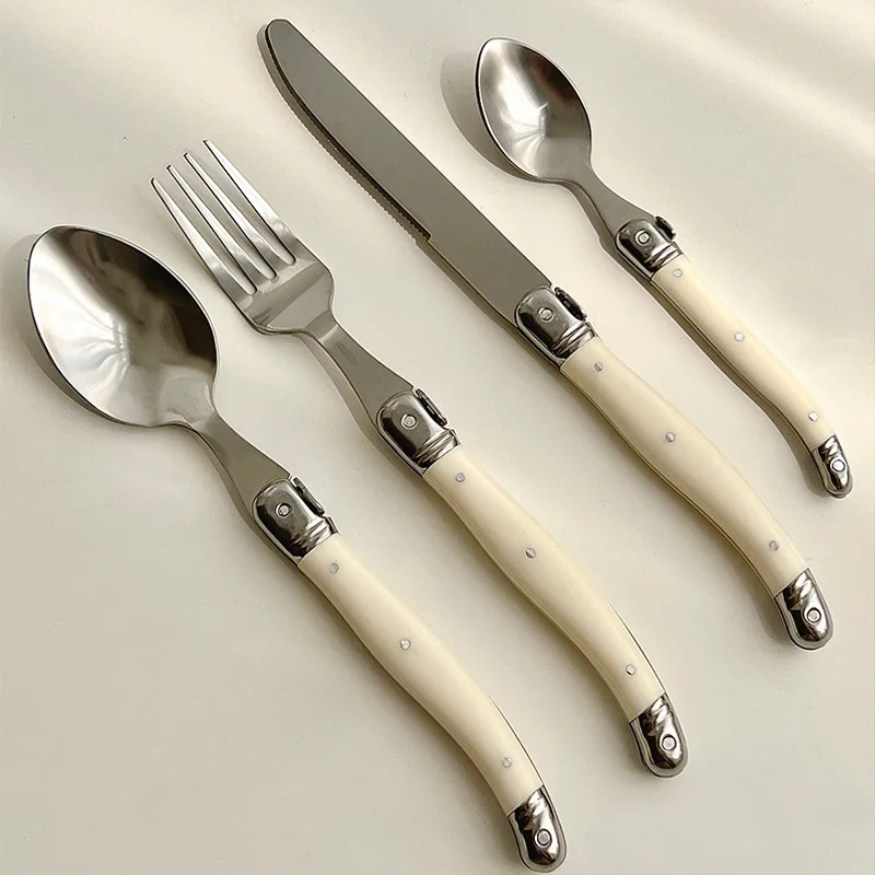 Laguiole – ensemble de couverts, couteau à Steak, fourchette, cuillère à dîner, cuillère à café, cou