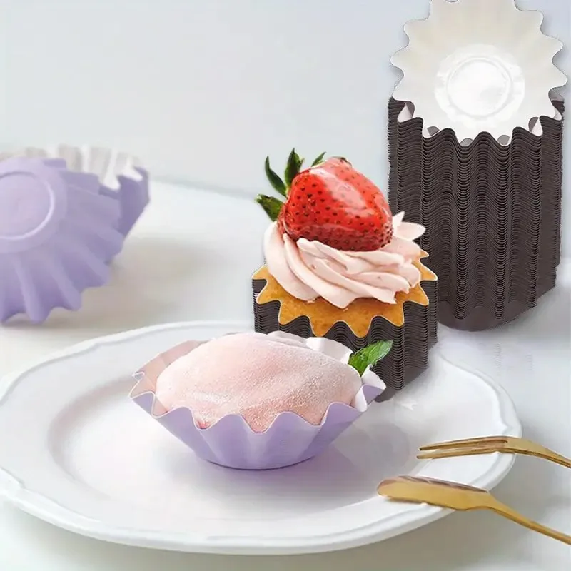 100 pièces jetables Muffin tasses oeuf tarte moules résistant à la chaleur Cupcake tasses épaissi pa