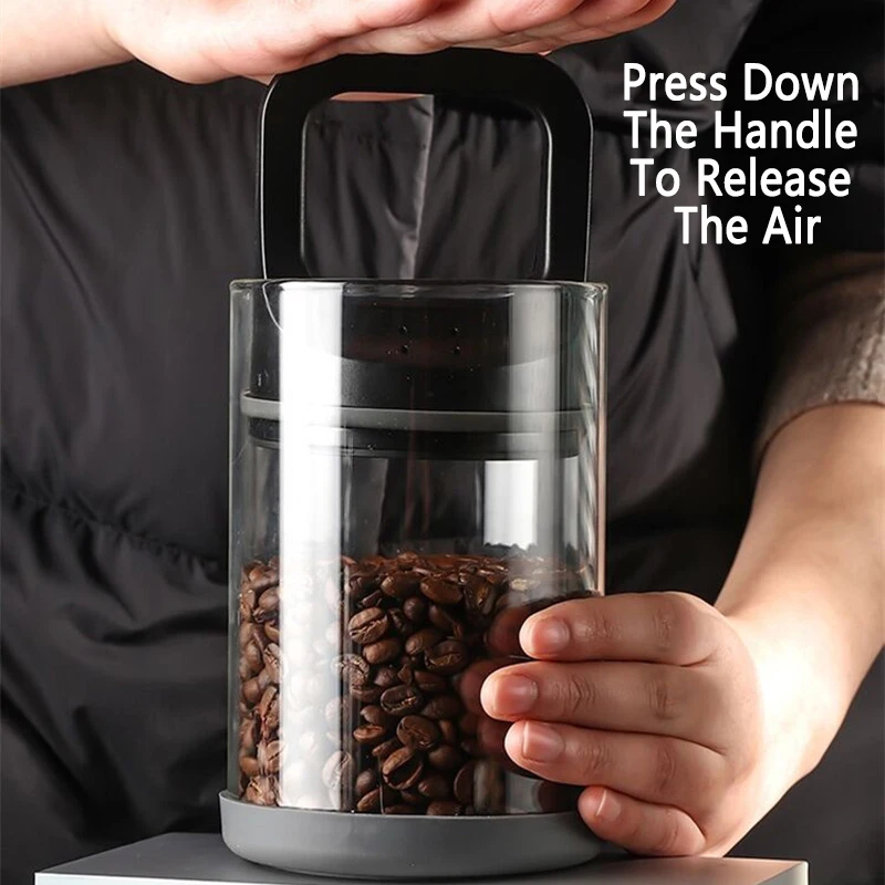 Réservoirs scellés sous vide pour grains de café, stockage des aliments de cuisine, récipient en ver