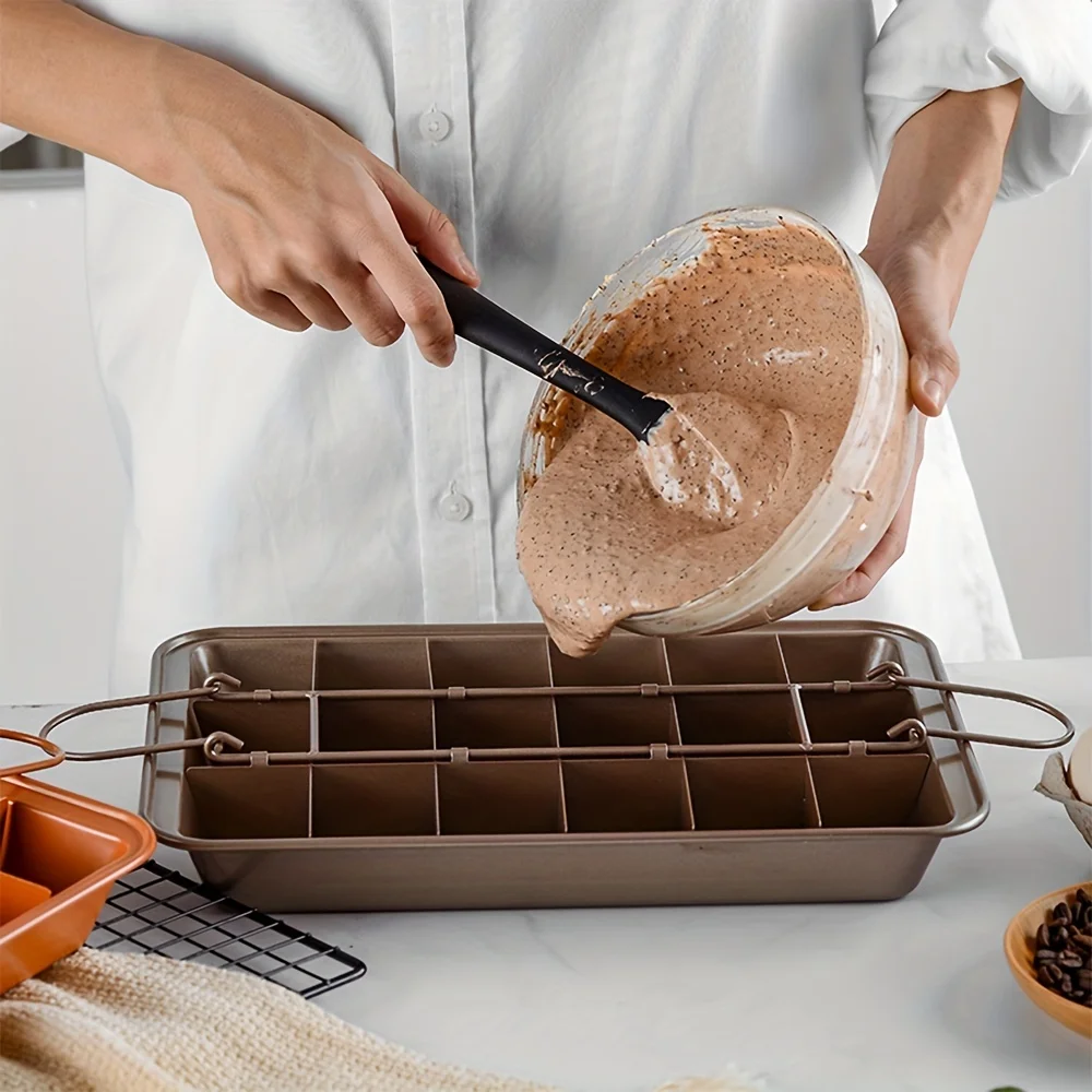 Moule à gâteau Brownie avec séparateurs (12.2 ''x 7.7''), poêle à pain en acier inoxydable, poêle à