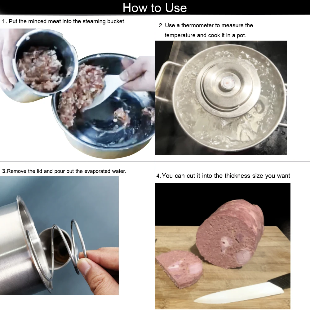 Presse à jambon en acier inoxydable 304, Machine avec thermomètre, outils de cuisine pour viande et
