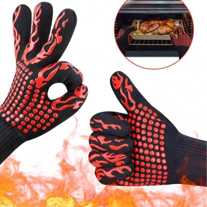 1/2 pièces gants de Barbecue mitaines de four résistantes aux hautes températures 500 800 degrés gan