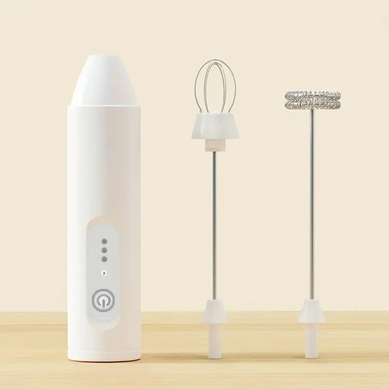 Mousseur à lait électrique 2-en-1 et mixeur portatif avec chargement USB, moteur puissant à 3 vitess