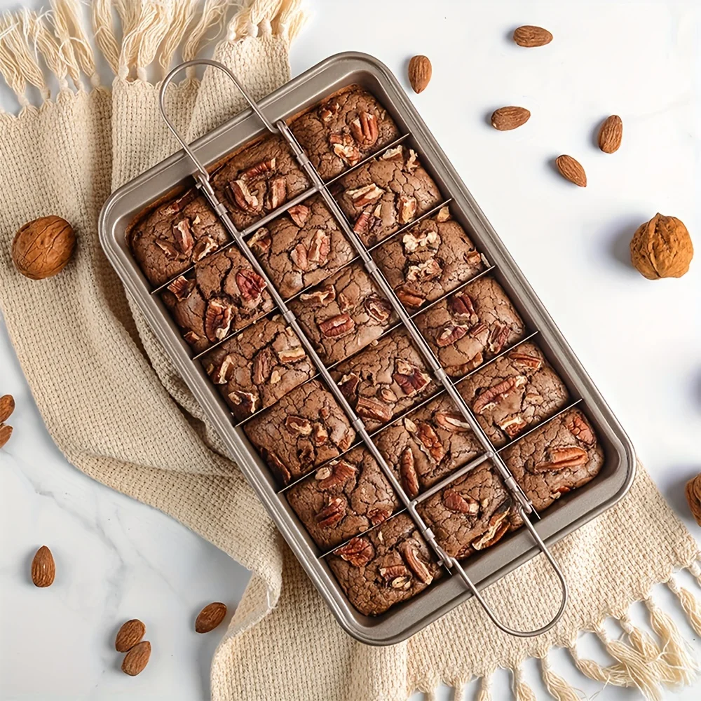 Moule à gâteau Brownie avec séparateurs (12.2 ''x 7.7''), poêle à pain en acier inoxydable, poêle à