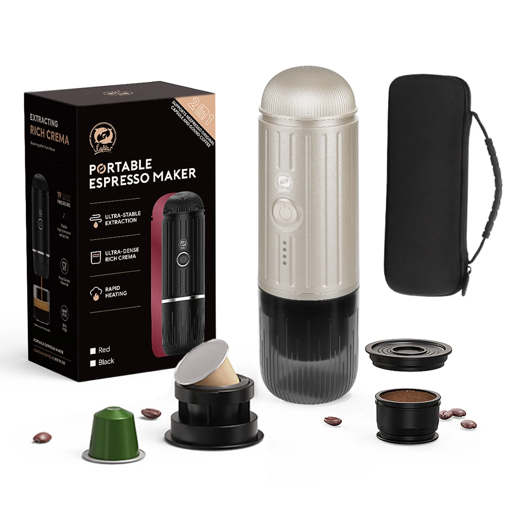 Machine à café expresso Portable, électrique, 19 bars, chauffage automatique, adaptée aux dosettes d