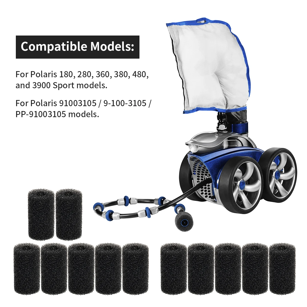 12 pièces pour Polaris 180 280 360 380 480 3900, brosse en mousse pour robot nettoyeur de piscine, a