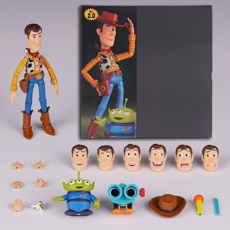 Figurine articulée Revoltech Toy Story Woody Ver.2.0 avec visages multi-expressifs, modèle de collec