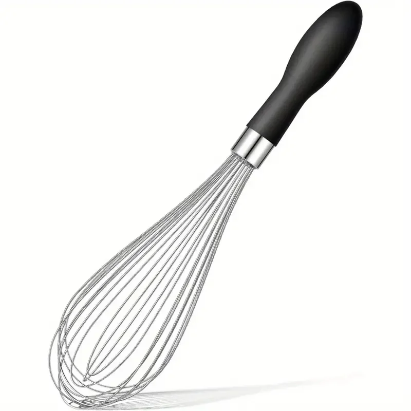 Fouet en acier inoxydable de qualité supérieure, poignée ergonomique en Silicone à poignée souple, E