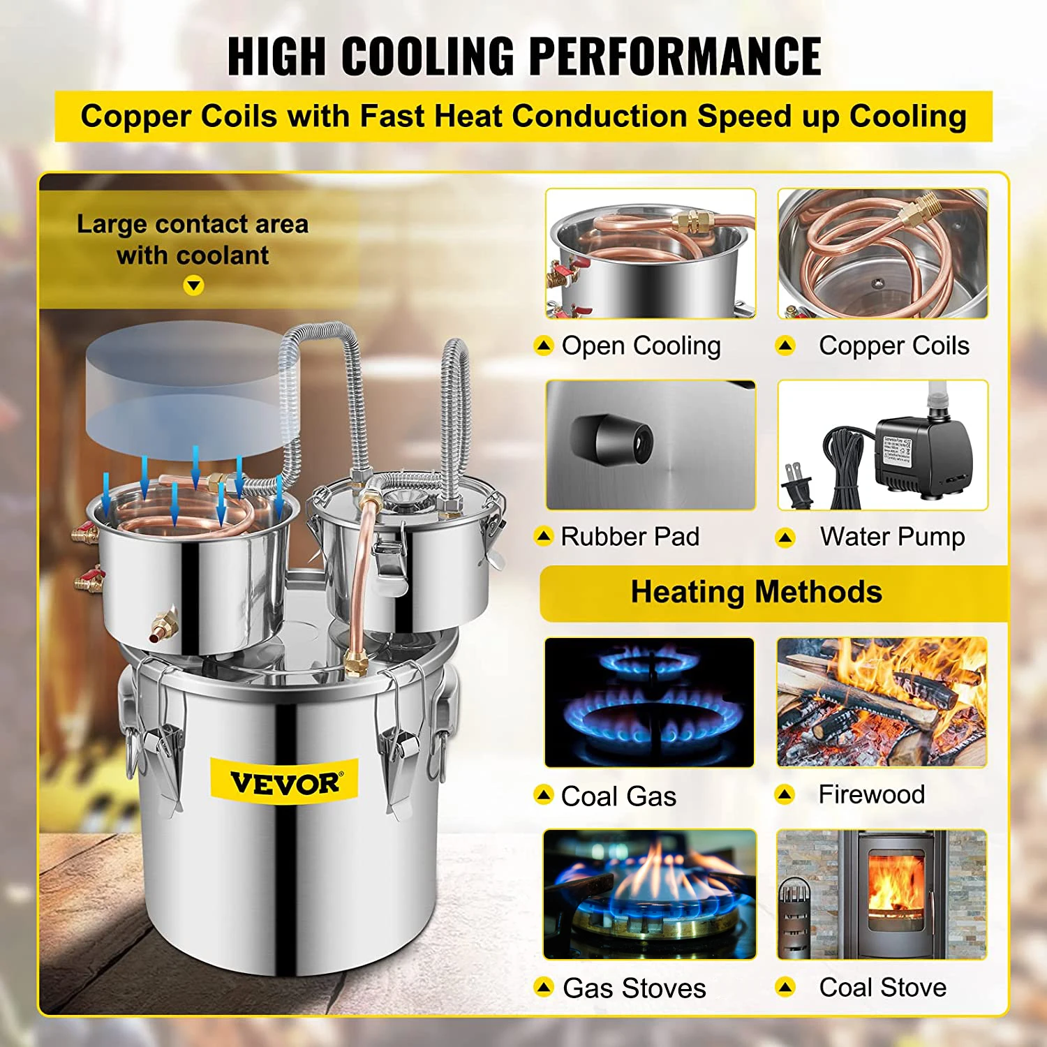 SucceBuy 12L 20L 30L 50L distillateur de brassage d'alcool bricolage appareil Moonshine acier inoxyd