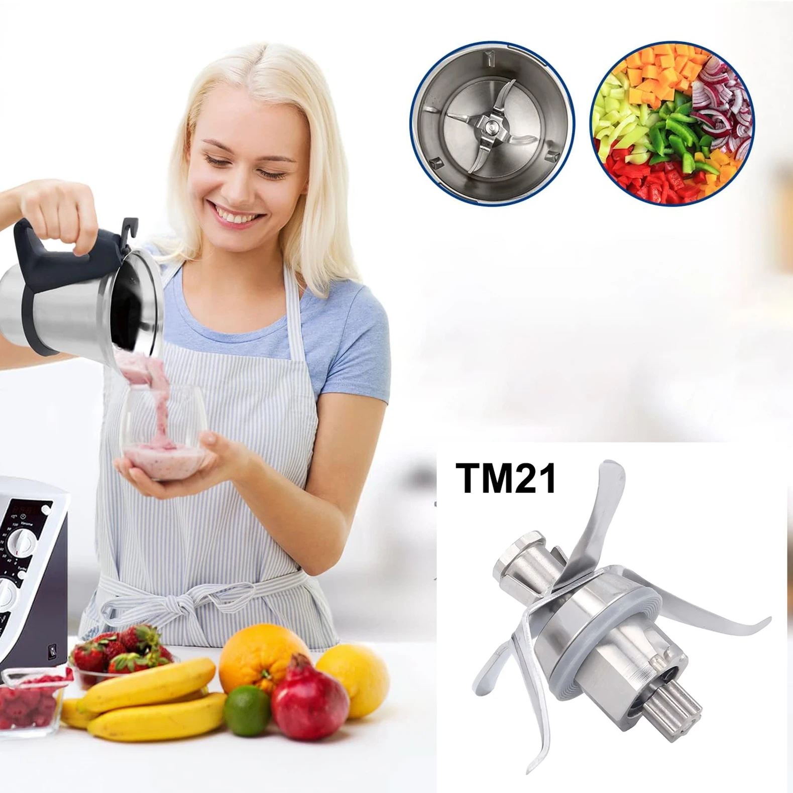 Vorwerk-Lame de rechange pour mélangeur Thermomix TM21, en acier inoxydable trempé, pour centre comm