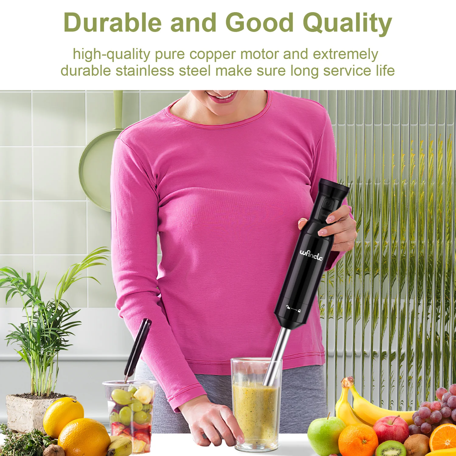 Wancle 600W mélangeur à Immersion électrique à main mélangeur à bâton multifonctionnel pour aliments