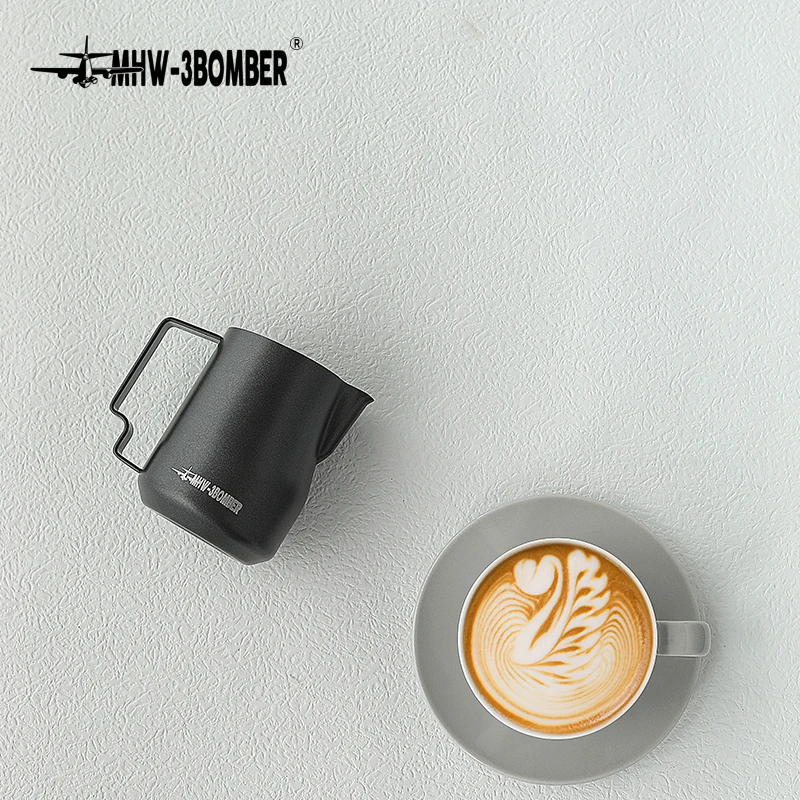MHW-3BOMBER 350ml 450ml Pichet à lait turbo pour mousse et vapeur, Pichet professionnel pour mousse