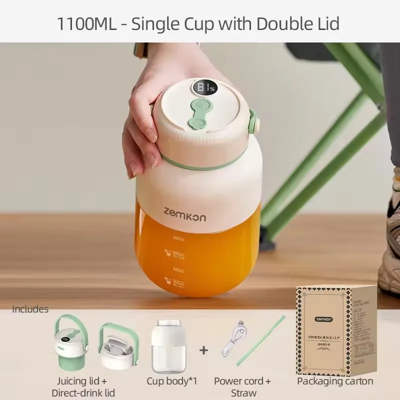 Mixeur portable 1100 ml pour fruits frais, 26 lames, rechargeable par USB, multifonctionnel, broyeur
