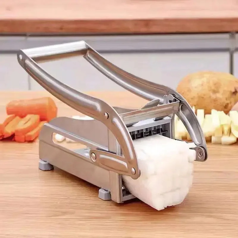 Trancheuse de pommes de terre, coupe-frites avec 2 lames en acier inoxydable, hachoir multifonctionn