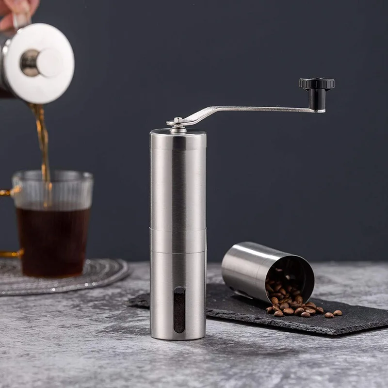 Moulin à café manuel en acier inoxydable, fraise conique manuelle, avec manivelle et 18 réglages rég