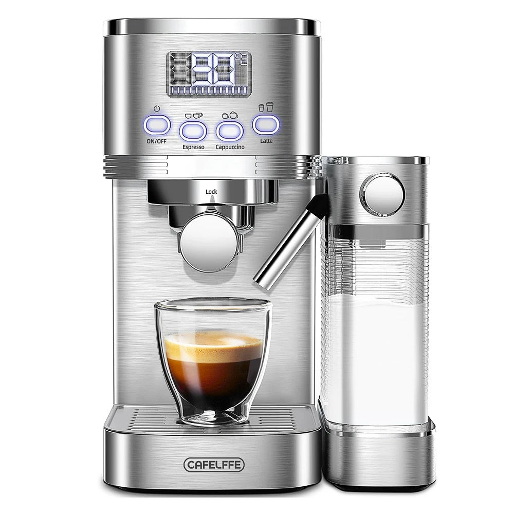 Cafelffe Machines à expresso entièrement automatiques Mousse de lait automatique Café moulu Acier in