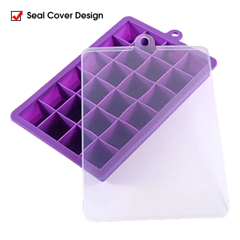 Avec couvercle/sans couvercle, plateau à glace en Silicone à 24 trous, boîte carrée, purée alimentai