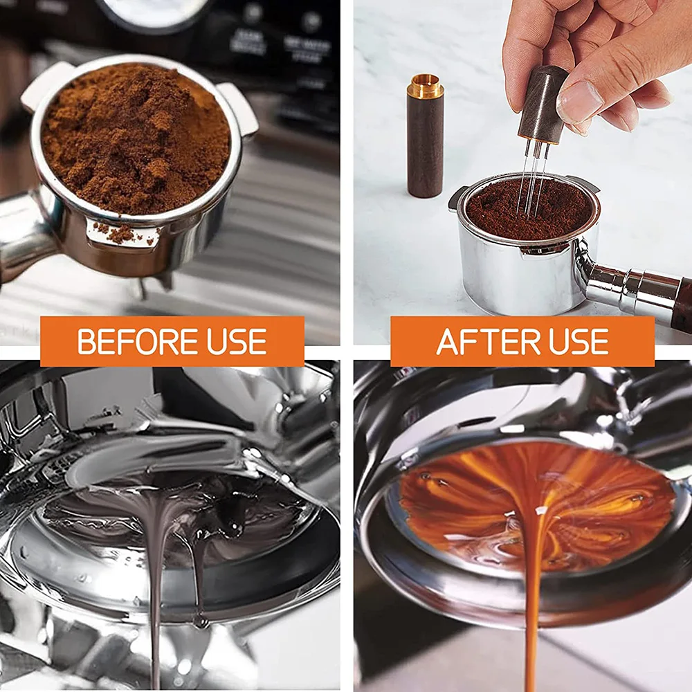 Agitateur de poudre à expresso en acier inoxydable, distributeur de doseur de café, niveleur, outils