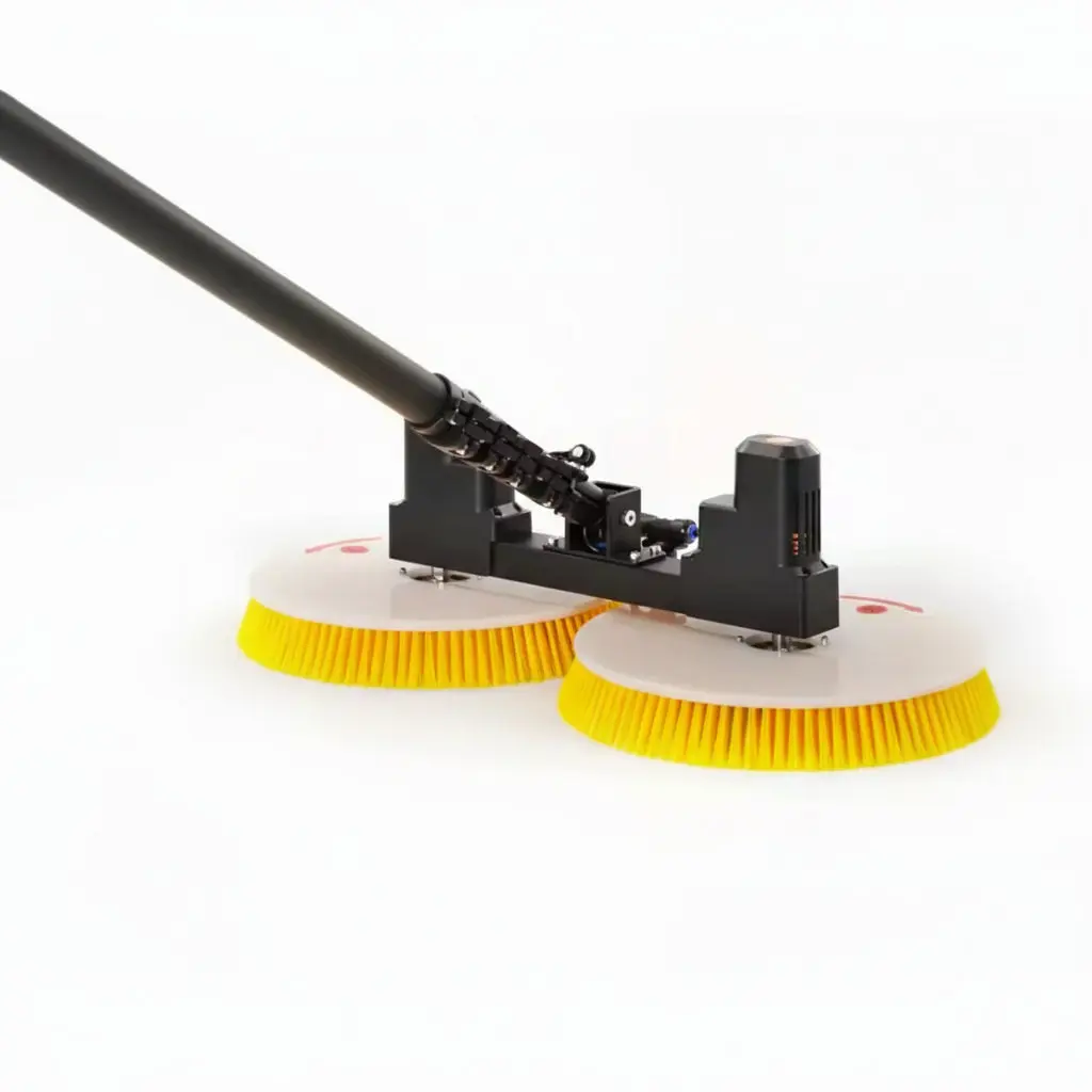 Robot de nettoyage électrique pour panneaux solaires photovoltaïques à double tête, avec brosse de n