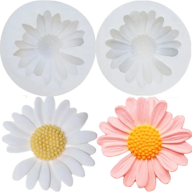 Moule 3D en forme de fleur de marguerite, en Silicone, fleur de soleil, aromathérapie, savon époxy,
