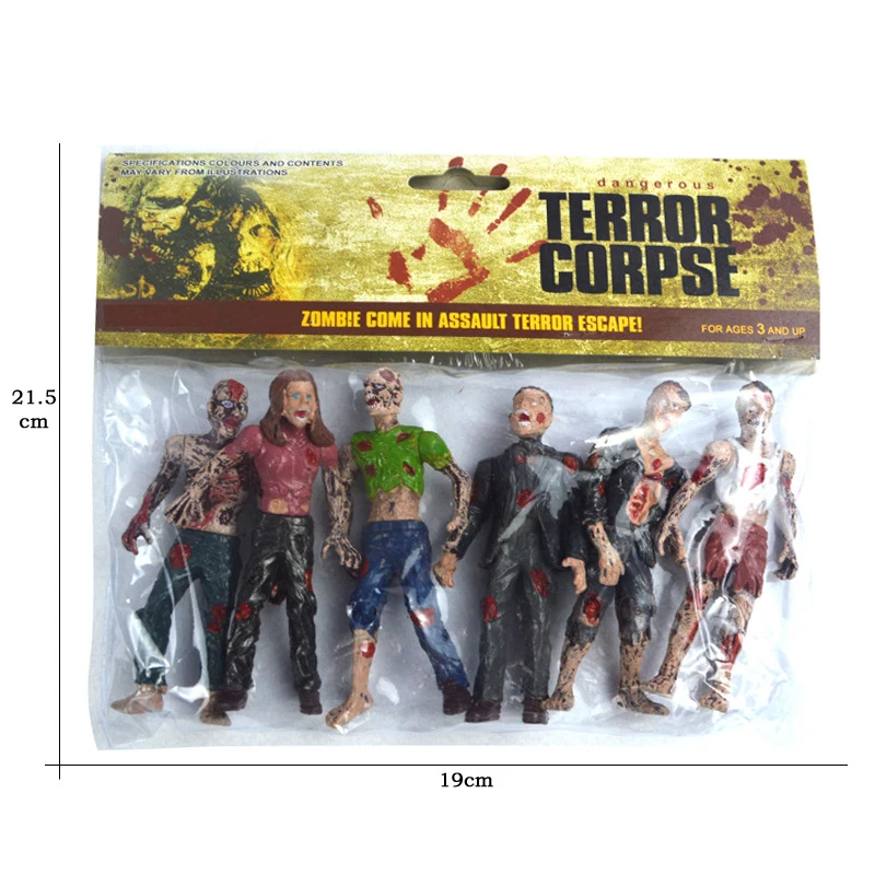 Lot de 6 figurines de dessin animé : Zombie, corps terrifiant, horreur, modèle de figurine morte, jo