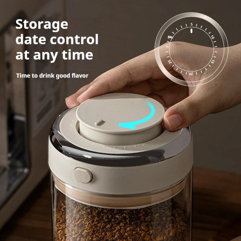 Pot scellé sous vide de grains de café de qualité alimentaire avec traqueur de date et conteneurs de