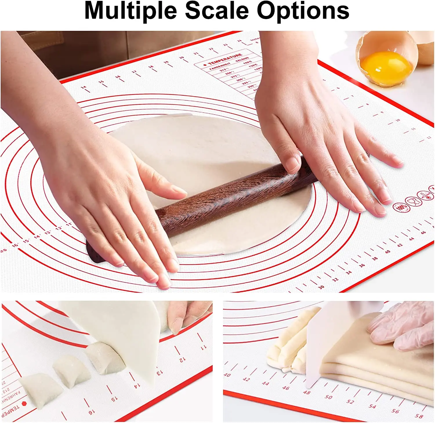 BUYYES 1 pièces tapis de cuisson en Silicone tapis de pétrissage tapis de pâte Pizza gâteau pâte fab