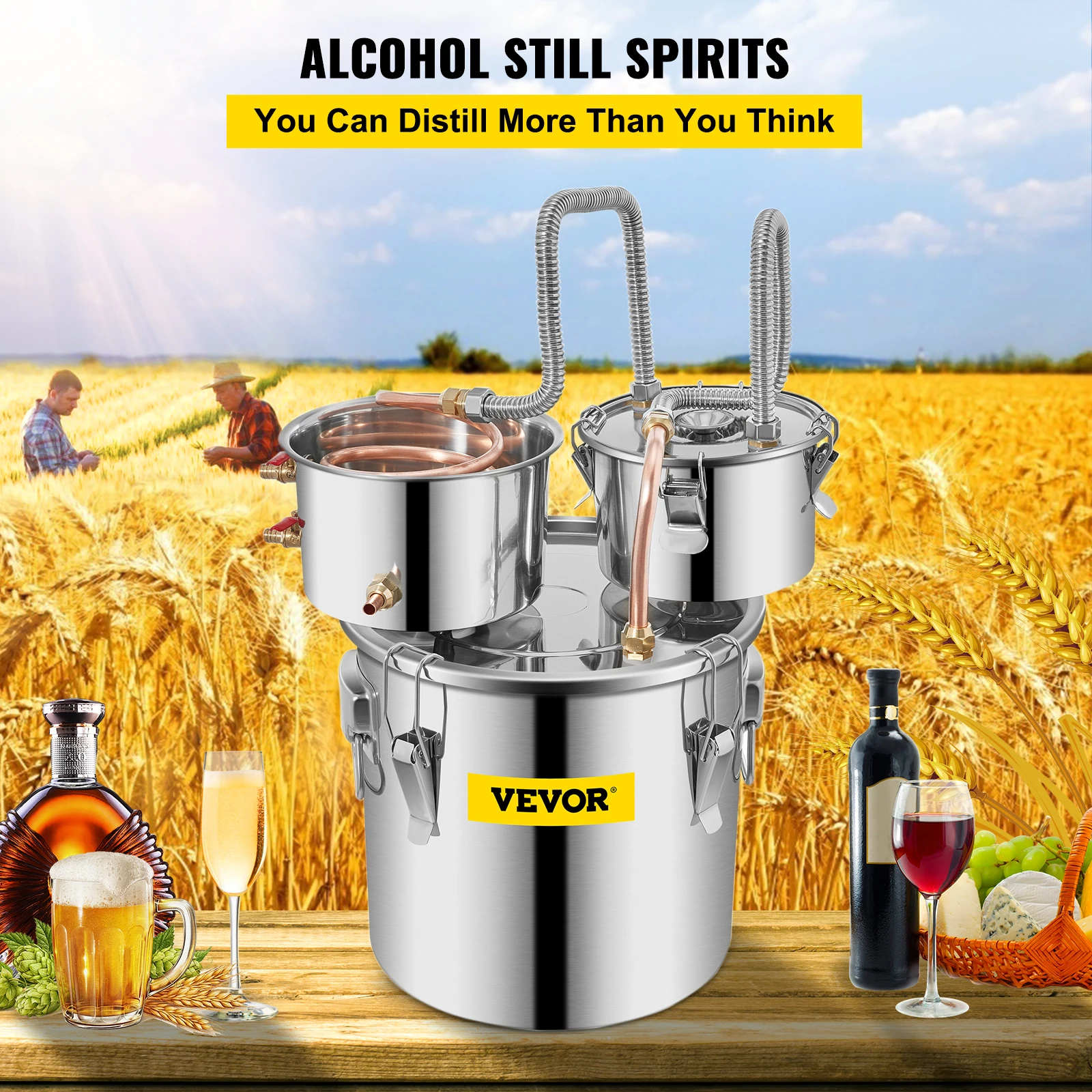 SucceBuy 12L 20L 30L 50L distillateur de brassage d'alcool bricolage appareil Moonshine acier inoxyd