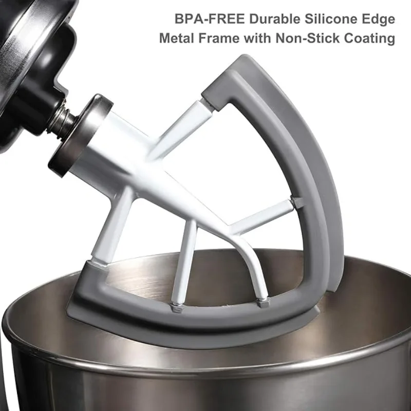 Lame de batteur plate 4,5-5 QT avec bords en Silicone, grattoir à bol Compatible avec les accessoire