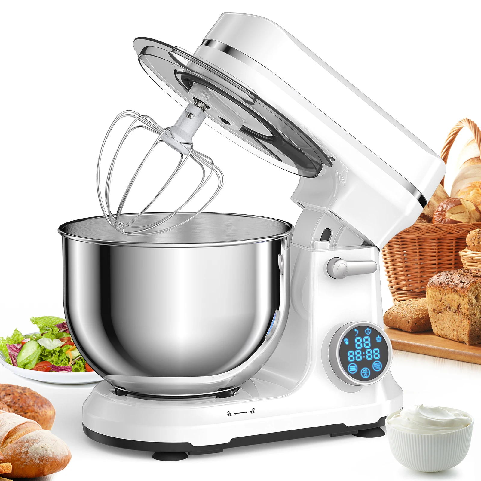 BioloMix Mélangeur sur socle de cuisine, moteur CC 1200 W 11 vitesses, écran OLED numérique, mélange