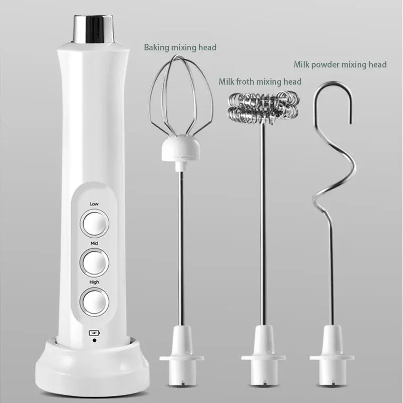 Mousseur à lait électrique 3 en 1, Machine à mousse de lait Rechargeable, mousseur à main, haute vit