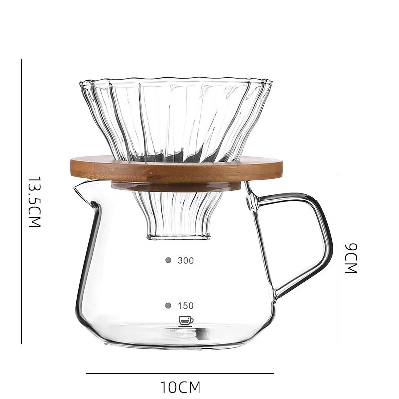 1 ensemble de cafetière à filtre en verre de 300 ml/600 ml avec carafe en verre et filtre à café en