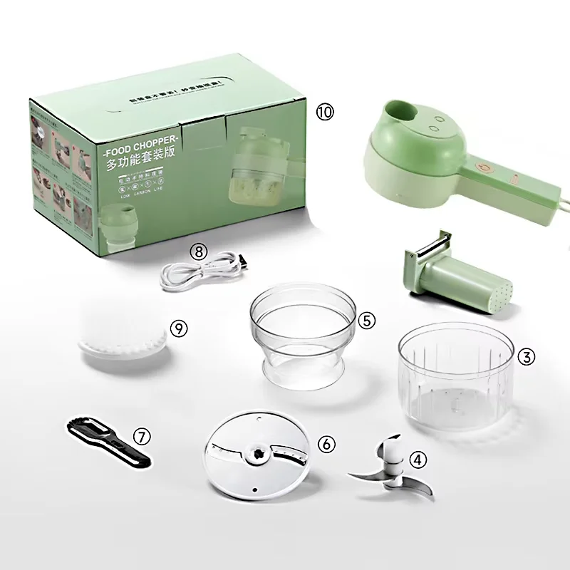 Ensemble de coupe-légumes électrique 5 en 1, robot culinaire et hachoir portables, rechargeables et