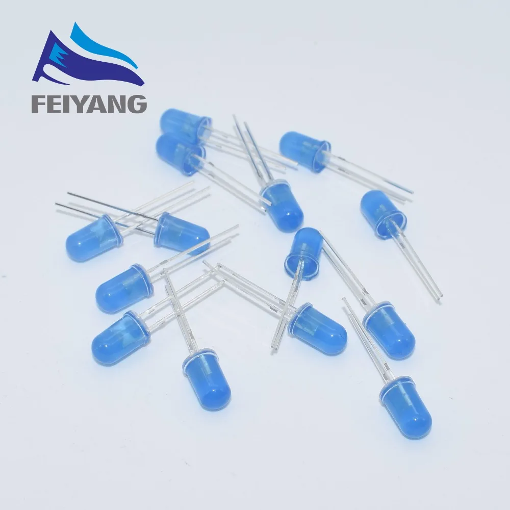 SAMIORE ROBOT – lot de 100 diodes LED bleues de 5MM, ronde et diffuse, lumière de couleur bleue F5 D